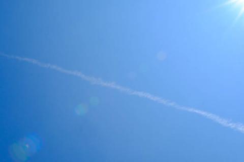 blue sky with white line