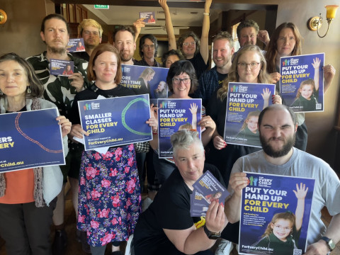 AEU members campaigning for public school funding