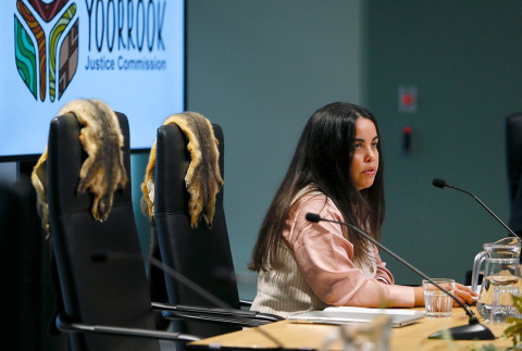 Teacher Alinta Williams provides testimony to the Yorrook Justice Commission