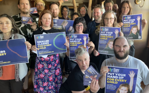 AEU members campaigning for public school funding