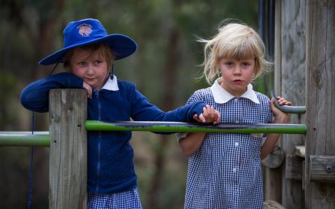Primary school students in uniform